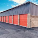 a line of storage units