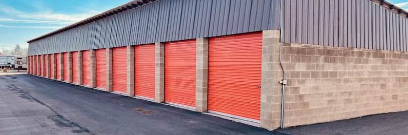 a line of storage units